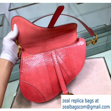 Dior Saddle Bag in Python Peach Red