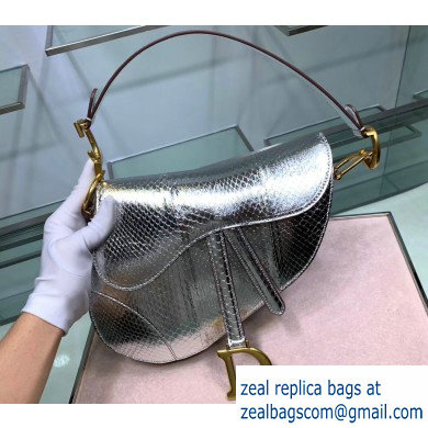 Dior Saddle Bag in Python Silver - Click Image to Close