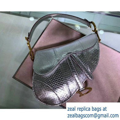 Dior Saddle Bag in Python Silver - Click Image to Close