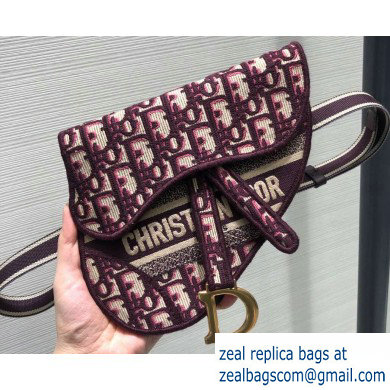 Dior Saddle Oblique Pouch Belt Bag Burgundy 2020