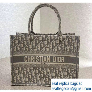 Dior Small Book Tote Bag Gray in Oblique Embroidery 2020 - Click Image to Close