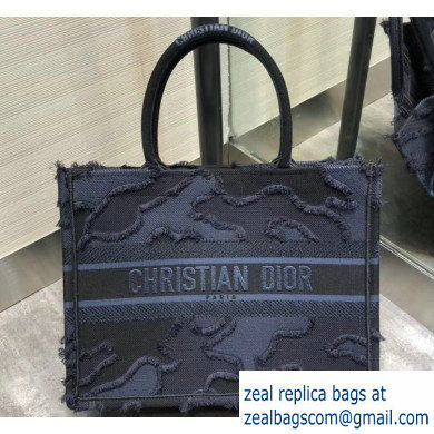 Dior Small Book Tote Bag in Camouflage Embroidered Canvas Blue 2020
