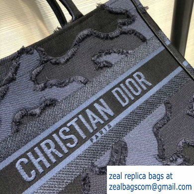 Dior Small Book Tote Bag in Camouflage Embroidered Canvas Blue 2020