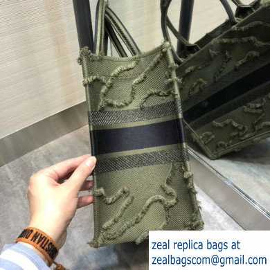 Dior Small Book Tote Bag in Camouflage Embroidered Canvas Green 2020