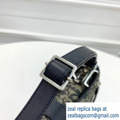 Dior Vintage Shoulder Bag with Front Zip Oblique Canvas Blue 2020 - Click Image to Close