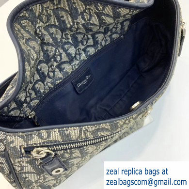 Dior Vintage Shoulder Bag with Front Zip Oblique Canvas Blue 2020