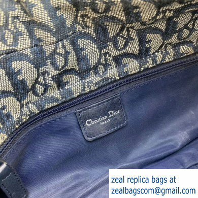Dior Vintage Shoulder Bag with Front Zip Oblique Canvas Blue 2020 - Click Image to Close