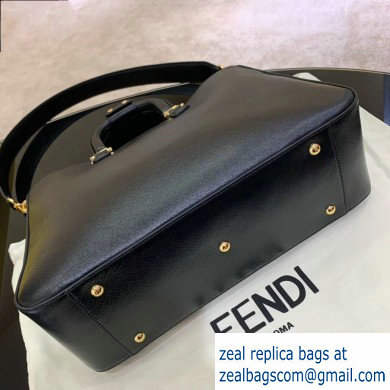 Fendi Calf Leather FF Tote Medium Bag Black 2020 - Click Image to Close