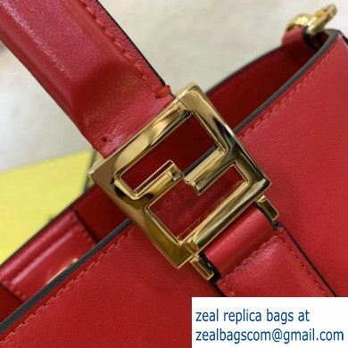 Fendi Calf Leather FF Tote Medium Bag Red 2020 - Click Image to Close