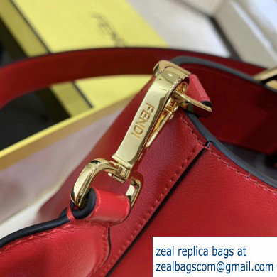 Fendi Calf Leather FF Tote Medium Bag Red 2020 - Click Image to Close