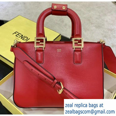 Fendi Calf Leather FF Tote Small Bag Red 2020 - Click Image to Close