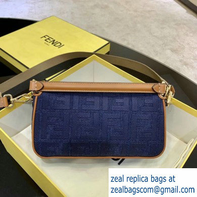 Fendi Canvas Embroidered FF Medium Baguette Bag Dneim Blue 2020 - Click Image to Close