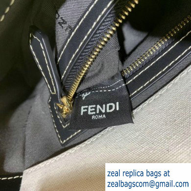 Fendi Canvas Embroidered FF Medium Baguette Bag White 2020