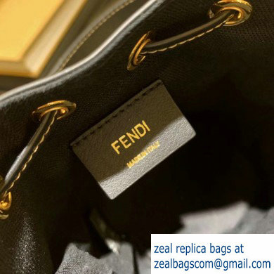 Fendi Canvas Embroidered FF Mon Tresor Mini Bucket Bag Black 2020
