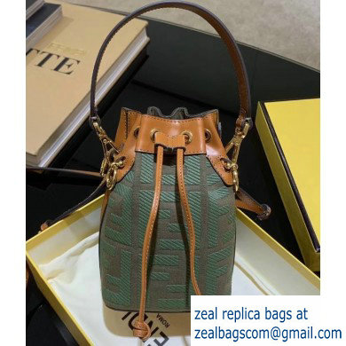 Fendi Canvas Embroidered FF Mon Tresor Mini Bucket Bag Green 2020