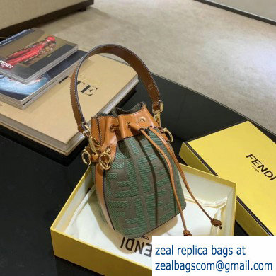 Fendi Canvas Embroidered FF Mon Tresor Mini Bucket Bag Green 2020 - Click Image to Close