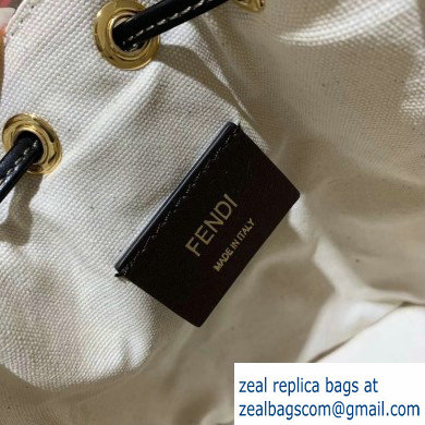 Fendi Canvas Embroidered FF Mon Tresor Mini Bucket Bag White 2020 - Click Image to Close