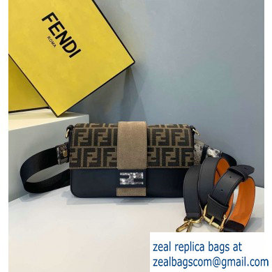 Fendi FF Jacquard Regular Baguette Belt Bag Brown/Python 2020 - Click Image to Close