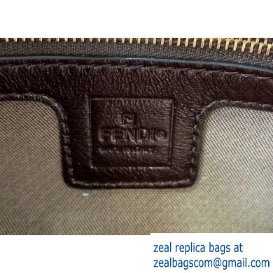 Fendi FF Motif Brown Fabric Baguette Bag Black/Gold 2019