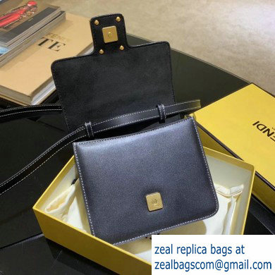 Fendi Leather FF Baguette Mini Shoulder Bag Black 2020 - Click Image to Close
