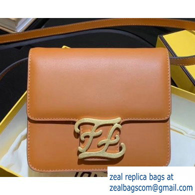 Fendi Leather FF Karligraphy Shoulder Bag Brown 2020 - Click Image to Close