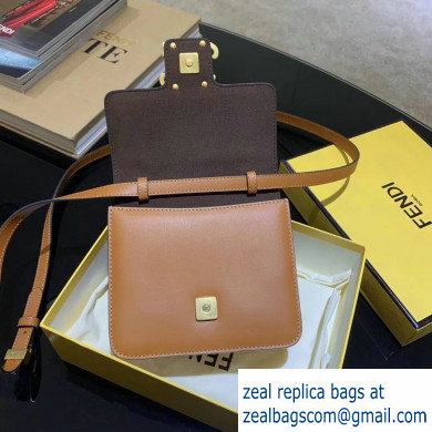 Fendi Leather FF Karligraphy Shoulder Bag Brown 2020 - Click Image to Close