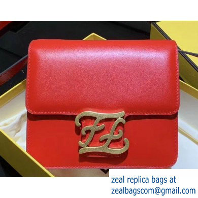 Fendi Leather FF Karligraphy Shoulder Bag Red 2020