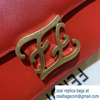 Fendi Leather FF Karligraphy Shoulder Bag Red 2020 - Click Image to Close