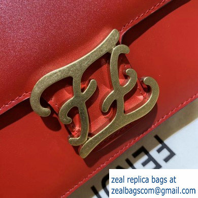 Fendi Leather FF Karligraphy Shoulder Bag Red 2020