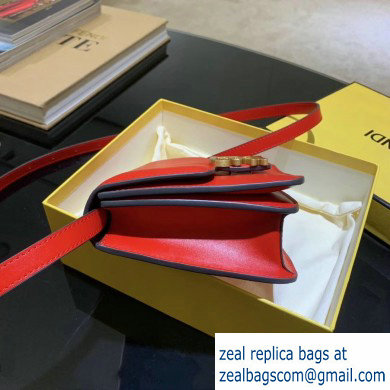 Fendi Leather FF Karligraphy Shoulder Bag Red 2020 - Click Image to Close