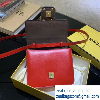 Fendi Leather FF Karligraphy Shoulder Bag Red 2020 - Click Image to Close