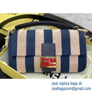 Fendi Nubuck Leather Medium Baguette Bag Pequin Striped 2020