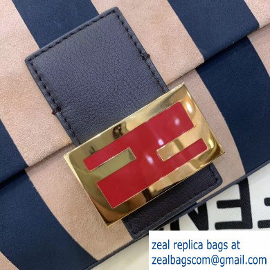 Fendi Nubuck Leather Medium Baguette Bag Pequin Striped 2020