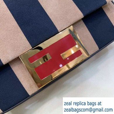 Fendi Nubuck Leather Mini Baguette Bag Pequin Striped 2020