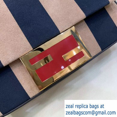 Fendi Nubuck Leather Mini Baguette Bag Pequin Striped 2020 - Click Image to Close