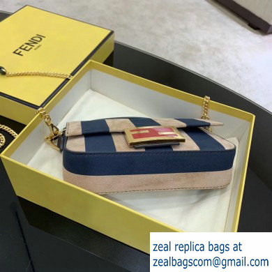 Fendi Nubuck Leather Mini Baguette Bag Pequin Striped 2020