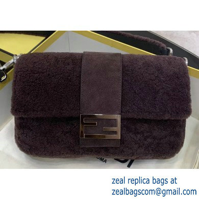 Fendi Prints On Sheepskin Medium Baguette Bag Coffee 2020 - Click Image to Close