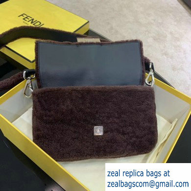 Fendi Prints On Sheepskin Medium Baguette Bag Coffee 2020