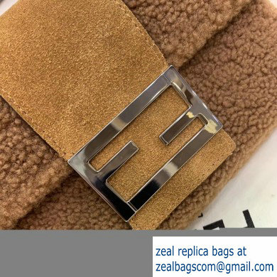 Fendi Prints On Sheepskin Mini Baguette Bag Brown 2020 - Click Image to Close