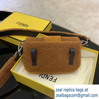 Fendi Prints On Sheepskin Mini Baguette Bag Brown 2020 - Click Image to Close