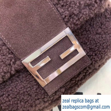 Fendi Prints On Sheepskin Mini Baguette Bag Coffee 2020 - Click Image to Close