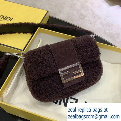 Fendi Prints On Sheepskin Mini Baguette Bag Coffee 2020 - Click Image to Close