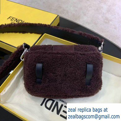 Fendi Prints On Sheepskin Mini Baguette Bag Coffee 2020 - Click Image to Close