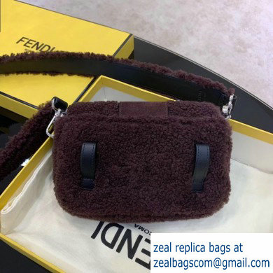 Fendi Prints On Sheepskin Mini Baguette Bag Coffee 2020