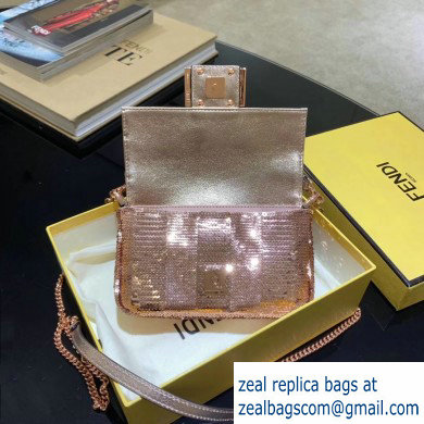 Fendi Sequins Pequin Embroidery Mini Baguette Bag Pink 2020 - Click Image to Close