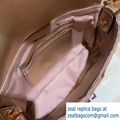 Fendi Sequins Pequin Embroidery Mini Baguette Bag Pink 2020