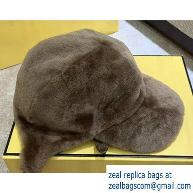 Fendi Shearling Hat Coffee with FF Motif 2020 - Click Image to Close