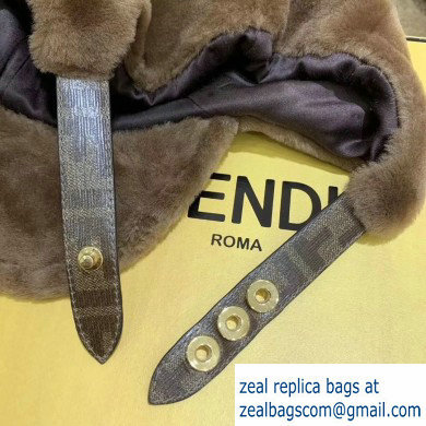 Fendi Shearling Hat Coffee with FF Motif 2020 - Click Image to Close