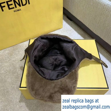 Fendi Shearling Hat Coffee with FF Motif 2020 - Click Image to Close