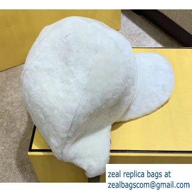 Fendi Shearling Hat White with FF Motif 2020